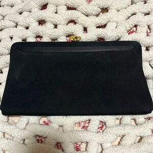 Vintage Black clutch with gold rose closure